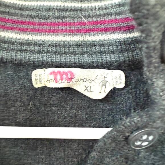 SMARTWOOL Pullover Sweater Charcoal Mock Neck Button Wool Knit Women XL Warm - Picture 2 of 6